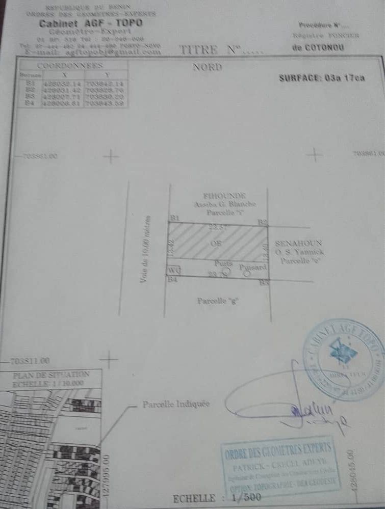 Parcelle recasée à vendre à Cotonou Agla
