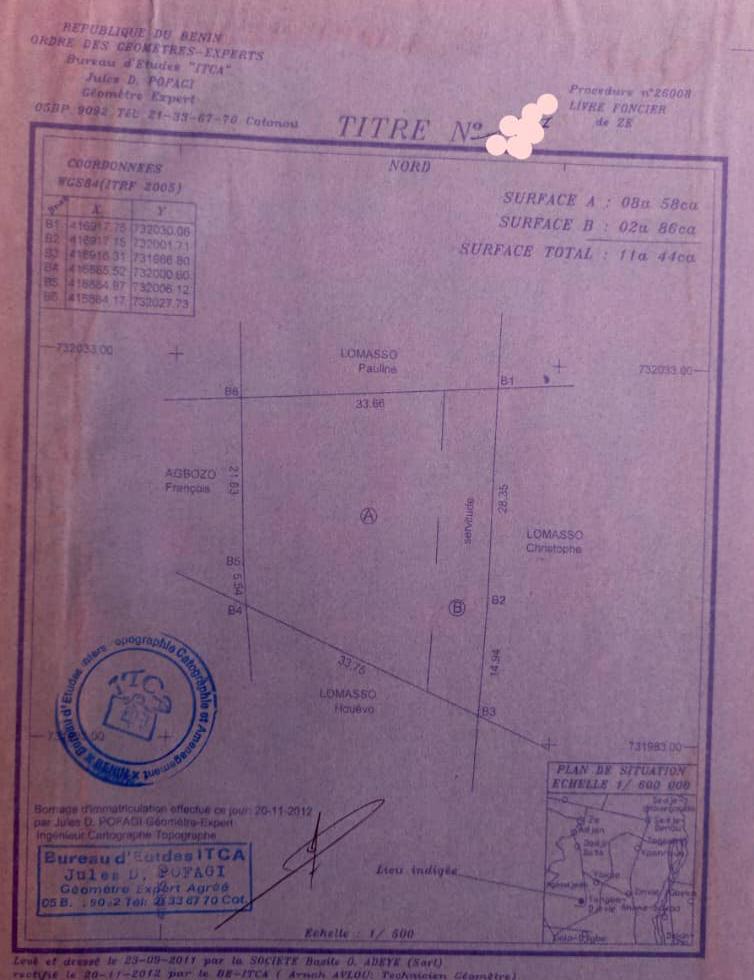 Parcelle à vendre à Abomey Calavi Glo