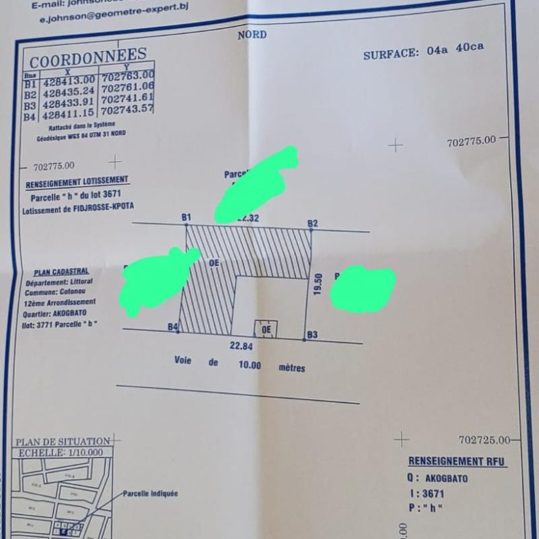 Parcelle à vendre à Fidjrossè