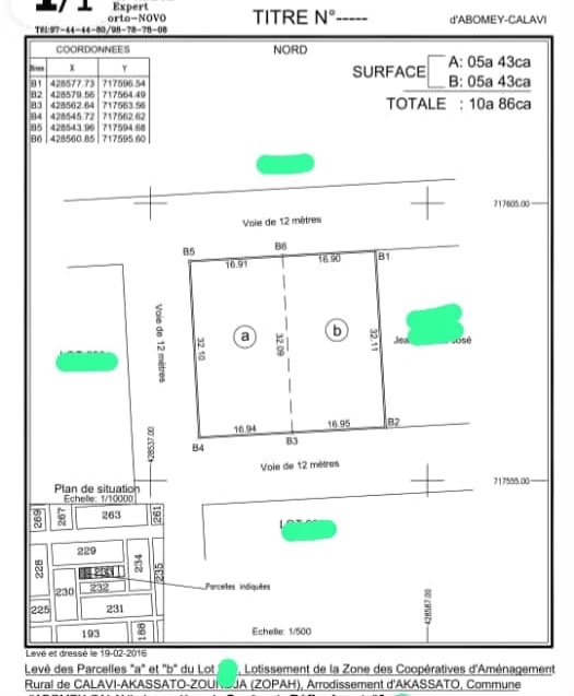 DEUX PARCELLES À VENDRE EN ANGLE DE RUES à ABOMEY CALAVI ZOPAH
