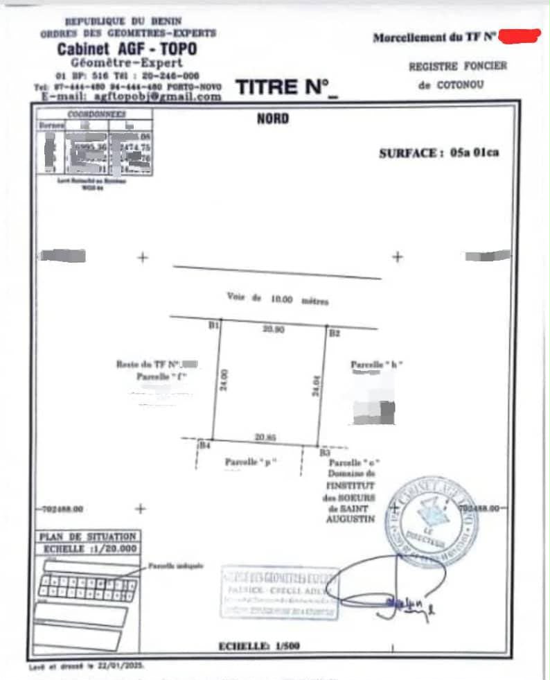 GRANDE PARCELLE CLÔTURÉE À VENDRE À COTONOU FIDJROSSÈ FIYEGNON HOUTA